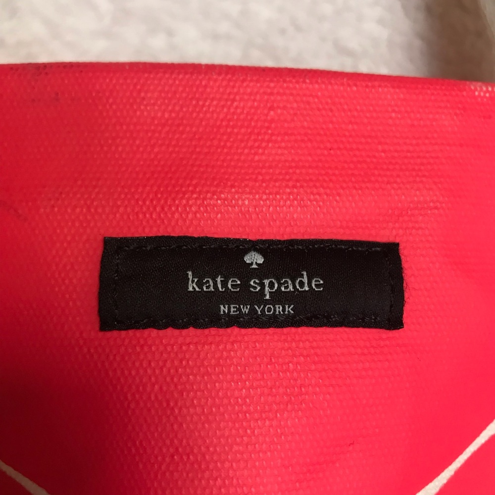 kate spade coral and cream large dot canvas tote - Picture 2 of 8